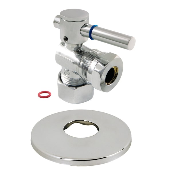 Kingston Brass 5/8" OD X 1/2" or 7/16" Slip Joint Quarter-Turn Angle Stop Valve with Flange, Oil Rubbed Bronze CC54305DLK - main